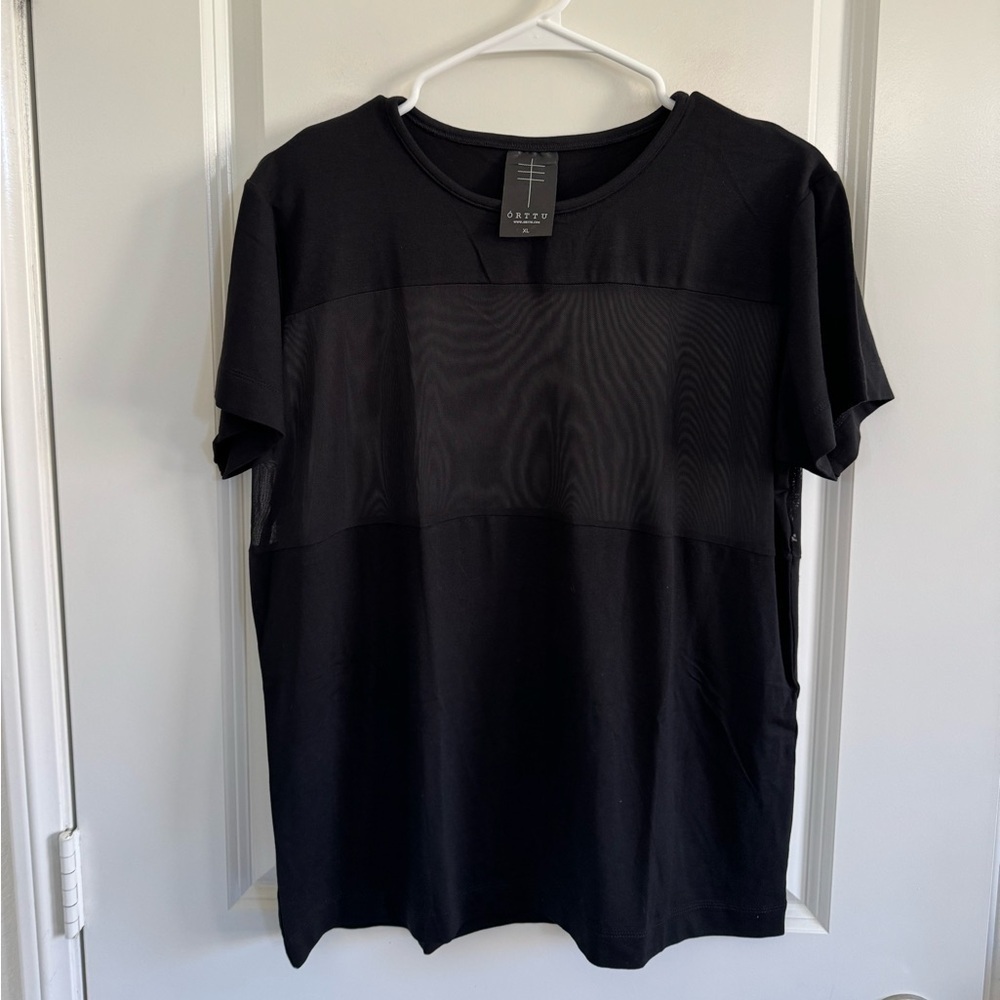 ORTTU Mesh Panel Short Sleeve Shirt Black Extra Large